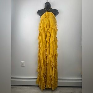 Ronny Kobo Women Liora Ruffled Halterneck Maxi Dress Size Large